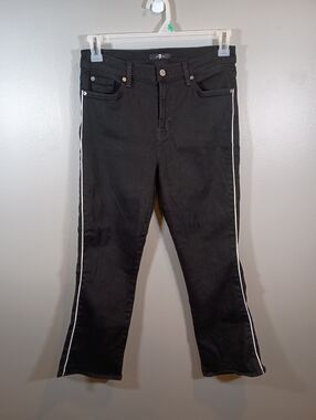 Seven for all Mankind 7 Womens Bootcut Black Racing Stripe Jeans Pants Size 30